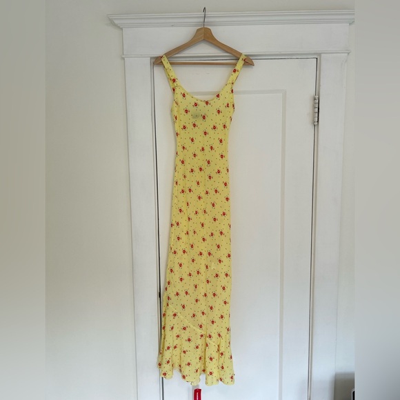 NWT Réalisation Par The Allegra in Verona, Butter Yellow Silk Slip Dress, XS - Picture 2 of 11